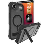 ZAGG Rainier Coque avec béquille pour iPhone Air - Noir fumé - Protection contre les chutes de 22ft / 7 m, points d'attache à cordon et MagSafe, compatible avec la recharge sans fil, design en 2