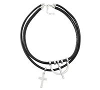 ZAGZIG Tokyo Revengers Keisuke Baji Collier Punk Croix Pendentif Multicouche en Cuir Colliers Ras du Cou Anime Cosplay Prop Bijoux pour Hommes