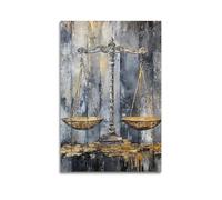 ZAHAABWS Impression d'art mural abstraite, balance de justice juridique, art mural, 1 poster décoratif sur toile murale et image d'art moderne pour chambre à coucher familiale, 50 x 75 cm