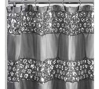 Zahari Home Sinatra Rideau de Douche Glamour en Tissu pour Salle de Bain Argenté 183 x 178 cm