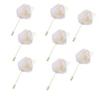 ZAHD 8 pièces Fleur Épinglette Boutonnière Corsage Accessoire Boutonniere Corsage Accessoire Revers Boutonniere Mariage Fleur Épinglette pin Mariage, FêTe, Anniversaire, DéCoration De Costume (Blanc)