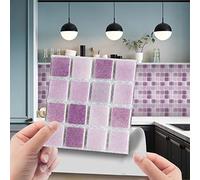 ZAHHYG Credence Adhesive Pour Cuisine Mosaïque Violet Clair Stickers Auto-Adhésif PVC Muraux Étanche Carrelage Sticker Salle de Bain10 Pièces(20X20cm)