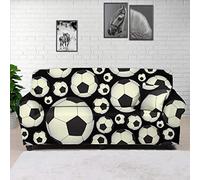 ZAHHYG Housse clic clac Football Blanc Noir Housse Canape Extensible avec Accoudoirs Universelle Housse de Canape Antidérapante Housse Protection 2 Places (145cm-185cm)