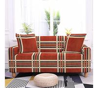 ZAHHYG Housse clic clac Imprimé Carreaux Orange Housse Canape Extensible avec Accoudoirs Universelle Housse de Canape Antidérapante Housse Protection 2 Places (145cm-185cm)