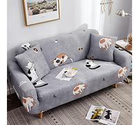 ZAHHYG Housse de canapé Extensible 3 Places Chat De Dessin Animé Gris Housse Canape avec Accoudoirs Universelle Housse de Canape Antidérapante Housse Protection (190cm-230cm)