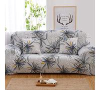 ZAHHYG Housse de canapé Extensible 3 Places Feuilles Gris Clair Housse Canape avec Accoudoirs Universelle Housse de Canape Antidérapante Housse Protection (190cm-230cm)