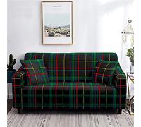 ZAHHYG Housse de canapé Extensible 3 Places Plaid Vert Noir Housse Canape avec Accoudoirs Universelle Housse de Canape Antidérapante Housse Protection (190cm-230cm)