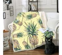ZAHHYG Plaid Ananas Jaune Clair Plaid Polaire Micro Fibre Plaid Canape Chaud Épais Couverture Durable Couverture Polaire Adaptée aux Canapés et Aux Lits(150x200cm)