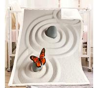 ZAHHYG Plaid Papillon en Pierre Beige Plaid Polaire Micro Fibre Plaid Canape Chaud Épais Couverture Durable Couverture Polaire Adaptée aux Canapés et Aux Lits(150x200cm)