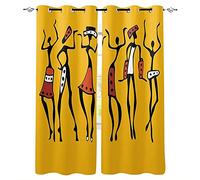 ZAHHYG Rideau Occultant Femme Africaine Jaune Moutarde Rideaux Salon Rideau Thermique Isolant Polyester Imprime Chambre Adultes Moderne Rideau Occultant à œillets Lot de 2(2x85x200 cm)