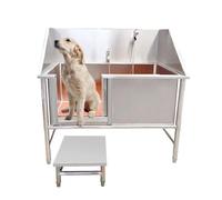 ZAHIKA Baignoire Pour Chien,Station De Lavage Pour Animaux De Compagnie,Station De Bain Professionnelle En Acier Inoxydable Pour Chien,Baignoire De Toilettage Pour Chien,Station De Lavage(39in/100cm)