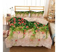 ZAHOCAI Housse De Couette 160x200 Fleuri Marron Clair avec Housse Couette en Microfibre - 2 Taies d'oreiller 65x65 cm - Parure De Lit avec Fermeture éClair