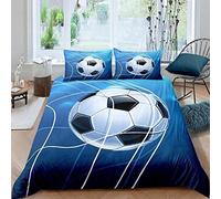 ZAHOCAI Housse De Couette 200x200 Ballon De Foot Bleu Clair Housse Couette 3D Imprimé avec 2 Taie d'oreiller 65x65 Cm 3D Motif Imprimé Housses De Couettes éLéGant Somptueux Parure De Lit