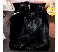 ZAHOCAI Housse De Couette 200x200 PanthèRe Noire avec Parure De Lit en Microfibre - 2 Taies d'oreiller 65x65 cm - Housses De Couettes avec Fermeture éClair