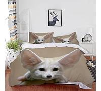 ZAHOCAI Housse De Couette 200x200 Renard Fennec Kaki Housse Couette 3D Imprimé avec 2 Taie d'oreiller 65x65 Cm 3D Motif Imprimé Housses De Couettes éLéGant Somptueux Parure De Lit