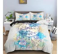 ZAHOCAI Housse De Couette 220x240 Attrape-RêVes Bleu Clair +2 Taies d'oreiller 65x65 Cm Doux Respirant Parures De Lit Lisse Luxe Housses De Couettes 2 Personnes