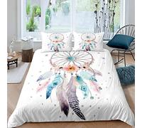 ZAHOCAI Housse De Couette 90x190 Attrape RêVe Blanc 3D NuméRique Imprimé Parure De Lit + 2 Taies d'oreiller 65x65 Cm avec Fermeture éClair Microfibre/100% Housse De Couette Soyeux, Multicolore