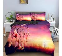 ZAHOCAI Housse De Couette 90x190 Attrape RêVe Violet 3D NuméRique Imprimé Parure De Lit + 2 Taies d'oreiller 65x65 Cm avec Fermeture éClair Microfibre/100% Housse De Couette Soyeux
