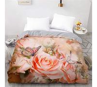 ZAHOCAI Parure De Lit 160x200 cm Rose Rose OrangéE 110gsm Fibre Ultrafine Housse De Couette + 2 Taies D'Oreillers De 65x65cm,Convient Aux Adultes Et Aux Enfants Housse Couette