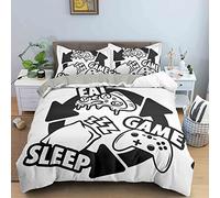 ZAHOCAI Parure De Lit 220x240 Adulte Console De Jeux Blanche avec Housses De Couettes en Microfibre - 2 Taies d'oreiller 65x65 cm - Parure De Lit avec Fermeture éClair