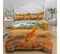 ZAHOCAI Parure De Lit 220x240 Adulte Kangourou Brun avec Housses De Couettes en Microfibre - 2 Taies d'oreiller 65x65 cm - Parure De Lit avec Fermeture éClair