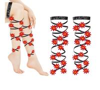 Zahoken Bandeau De Jambe - Jarretière Pour Cuisse Élastique Sexy Avec Fleurs Et Bretelles - Accessoires De Jarretière Élastique Ajustable Anti-Dérapants Pour Halloween, Fêtes, Voyage, Mariage Et
