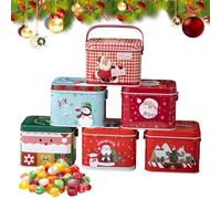 Zahoken Boîtes De Biscuits Pour Les Fêtes - 6 Pièces en métal avec poignée | Boîtes Vides de Stockage pour Bonbons en Fer-Blanc - Pour Les Fêtes Anniversaires Chocolat Bijoux Cadeaux De Fête