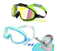 Zahoken Lunettes de Natation - Vision Large Protection UV Junior | Anti-Buée Étanche avec Pince-Nez Protection contre les UV pour Plongée Snorkeling Plage Piscine Été Filles Garçons