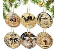 Zahoken Ornements de Nativité | 12 Pièces Ornements en Bois de Noël - Décoration Jésus Église pour Maison Salon Chambre École - Chambre Rétroviseur Fenêtre