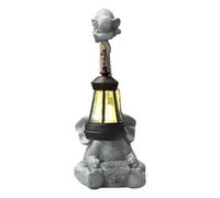 Zahoken Statue d'éléphant, sculptures d'animaux solaires avec lumière LED, sculptures d'éléphant en résine pour anniversaire, femme, pendaison de crémaillère, extérieur, pelouse, terrasse, balcon