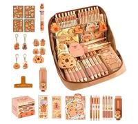 Zahoken Trousse Scolaire Capybara | Bloc-Notes Adhésifs Capybara,Trousse Organisatrice Grande Ouverture 12 Compartiments Pochette Déco Mignonne pour Femmes Bureau Anniversaire Graduation Pâques