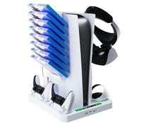ZahoTse VR2 Charging & Storage Stand for Playstation VR2 Controller,PS VR2 / PS5 Charger with CD storage rack headphone mount Playstation VR2 / PS5 Black HBP-6478