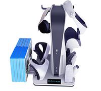ZahoTse VR2 Charging & Storage Stand for Playstation VR2 Controller,PS VR2 / PS5 Charger with CD storage rack headphone mount Playstation VR2 / PS5 White 007