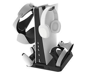 ZahoTse VR2 Charging & Storage Stand for Playstation VR2 Controller,PS VR2 / PS5 Charger with CD storage rack headphone mount?Playstation VR2 / PS5 Black FC-PVR2-004