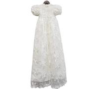 Zahur Robe de baptême longue pour bébé, robe longue en dentelle pour nouveau-né avec capuche et ceinture