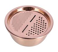 ZAICOLER 28,5CM Kit D'évier 3 en 1 pour Préparation des Aliments Dans Cuisine Domestique Râpe Coupes Lave Légumes Fruits 10,5CM de Hauteur Grande Capacité Acier Inoxydable Empilable (Or Rose)