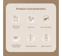 ZAICOLER Blender Portable, Smoothie de Mélangeur Portable 80W Crush Ice 14 Oz et Mélangeur à Blender à 10 Lames Personal for Sports Home Travel