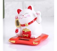 ZAICOLER Bras Agitant de Chat Porte-Bonheur, Figurine de Chat Agitant à énergie Solaire Feng Shui Fortune santé Richesse Chat Accueillant pour la Décoration de Bureau et de Voiture (White)