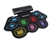ZAICOLER Ensemble de Batterie électronique Portable Enroulable 9 Pads 2 Pédales BT MIDI Kit de Batterie pour Débutants Enfants et Adultes coloré alimenté par
