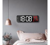 ZAICOLER Grand Réveil Numérique LED, Affichage Miroir Mural, pour la Maison, Le Bureau, la Chambre à Coucher, Décor en Matière Plastique Noire (Blanc et Rouge) (Blanc et Rouge)