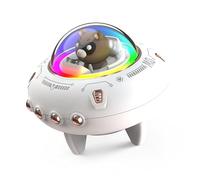 ZAICOLER Haut-Parleur Bluetooth sans Fil Lumière Colorée RVB Portable Mignon Vaisseau Spatial pour Chambre à Coucher, Bureau, Dortoir, ABS Blanc 3,7 V 400 MAh