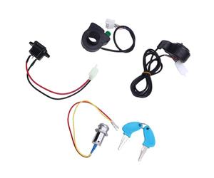 ZAICOLER Interrupteur de Guidon 3 en 1, Interrupteur e Contact, Kit de Port de Charge d'accélérateur au Pouce avec Couvercle, pour Vélo électrique, Tricycle, Moto, Bricolage