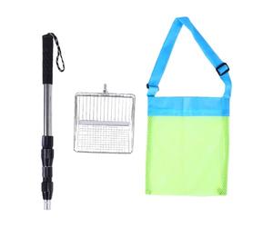 ZAICOLER Kit D'outils de Collecte de Coquillages de Plage avec Sac en coloré pour Fouiller la Plage et Trouver des Trésors, Construction en Métal Durable, Lot de 2 (1 pelles + 1 Sac Coquillage)