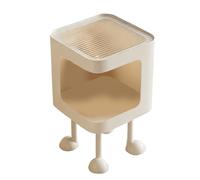 ZAICOLER Mini Table D'appoint Blanche Plateforme de Rangement à 1 Ou 2 Niveaux Design avec Compartiments Ouverts Verre Transparent Table Chevet Matériaux Métalliques Haute Qualité (Verre Blanc et