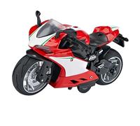 ZAICOLER Modèle de Moto Jouet à L'échelle 1:14, Moto à Tirer en Alliage et Plastique Exquis avec Son et Lumière pour Les Enfants, Expérience de Jeu Amusante, Excellent Cadeau (Rouge)