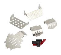 ZAICOLER Plaque de Protection Blindée pour Châssis RC, Protection Métallique Durable pour Voiture 1/10 RC, Argent, Acier Inoxydable, 6 Pièces