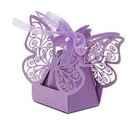 ZAICOLER Sacs de Bonbons Papillons, 100pcs Boîte de Papillon de Style Européen Sacs-cadeaux Papillons Décoration de Mariage pour L'anniversaire de Mariage (violet clair)