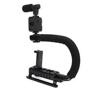 ZAICOLER Stabilisateur de Caméra Portatif en Forme de U avec Lumière LED et Microphone pour Un Effet de Prise de Vue Stable, adapté aux Appareils Photo, Téléphones Portables, Appareils Photo
