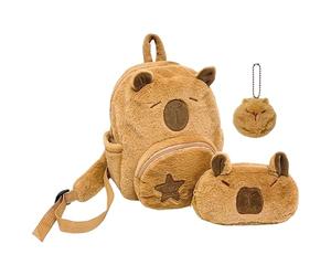 Zaino Morbido Peluche - 4,33 Pollici Borsa A Forma Di Capibara Con Portamonete - Zaino Per La Scuola Con Ciondolo E Spalliere Regolabili,per Donne Bambini Studenti Viaggio Università E Sport