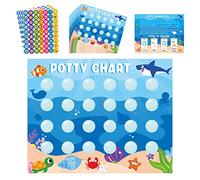 Zainpe Lot de 15 tableaux d'apprentissage de la propreté d'animaux de l'océan pour enfants - Tableau de récompense pour enfants - Créatures marines - Autocollants de requin et baleine - Tableau de